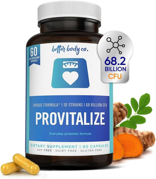 Better Body Co. Provitalize | Probiotics for Women Digestive Health, Menopause, 68.2 Billion CFU - Relief for Bloating, Hot Flashes, Joint Support, Night Sweats - for Sexy Midsection Curves - 60 Caps
