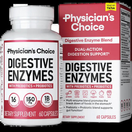 Digestive Enzymes by Physician'S Choice - Multi Enzymes, Organic Prebiotics & Probiotics for Digestive Health & Gut Health - for Meal Time Discomfort Relief & Bloating - Dual Action Approach