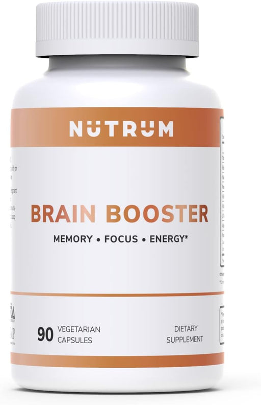 NUTRUM Brain Booster Supplement - Brain Supplement Nootropic Booster – Brain Pills Vitamin for Focus, Memory, Clarity, Energy & Better Concentration, with DMAE, Bacopa Monnieri, L-Gutamine