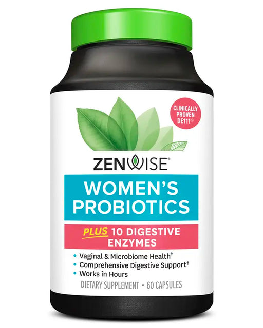 Zenwise Probiotics for Women – Probiotics + Prebiotic + Digestive Enzymes for Health, Daily Gut Flora Health, and Gas, Bloating and Irregularity for Optimal Digestive Health Wellness (60 Count)