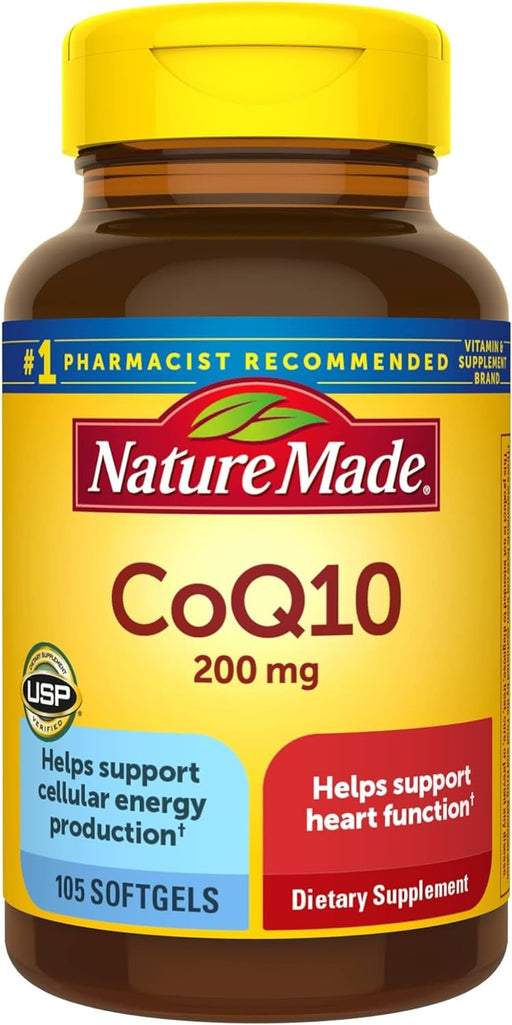 Nature Made Coq10 200Mg, Dietary Supplement for Heart Health Support, 105 Softgels, 105 Day Supply, 3111