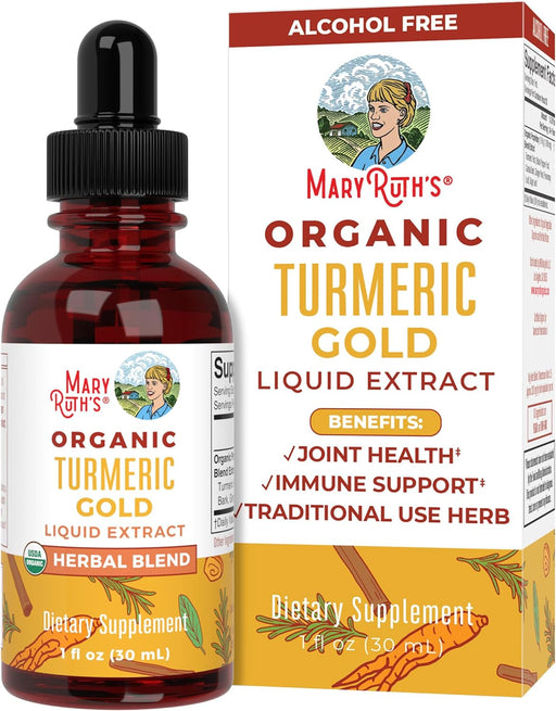 USDA Organic Turmeric Gold Liquid Drops by Maryruth'S | Liquid Herbal Blend | Turmeric Curcumin, Black Pepper, Cassia Cinnamon Bark, Ginger Root | Immune Support | Non-Gmo, Vegan, 1Oz