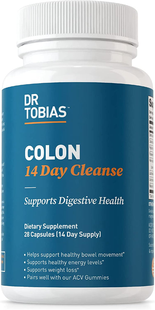 Dr. Tobias Colon 14 Day Cleanse, Advanced Gut Cleanse Detox for Women & Men with Cascara Sagrada, Psyllium Husk & Senna Leaf, Non-Gmo Colon Cleanse, 28 Capsules 1-2 Daily