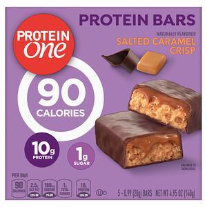 Protein One, Protein Bars, Salted Caramel Crisp, 5 Bars, 0.99 oz (28 g) Each - HealthCentralUSA