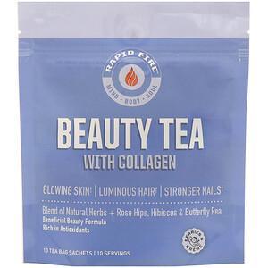 RAPIDFIRE, Beauty Tea with Collagen, Berries & Creme, 10 Tea Bag Sachets - HealthCentralUSA