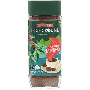 Highground Coffee, Organic Instant Coffee, Medium, Decaf, 3.53 oz (100 g) - HealthCentralUSA