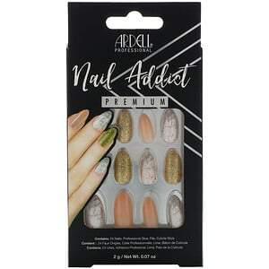 Ardell, Nail Addict Premium, Pink Marble & Gold, 0.07 oz (2 g) - HealthCentralUSA