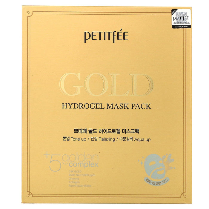 Petitfee, Gold Hydrogel Beauty Mask Pack, 5 Sheets - HealthCentralUSA