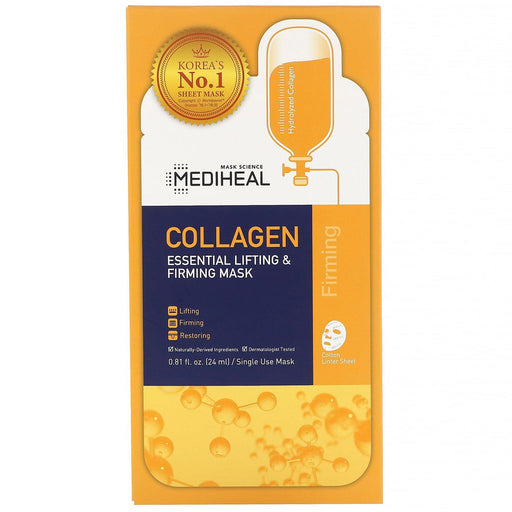 Mediheal, Collagen, Essential Lifting & Firming Beauty Mask, 5 Sheets, 0.81 fl oz (24 ml) Each - HealthCentralUSA