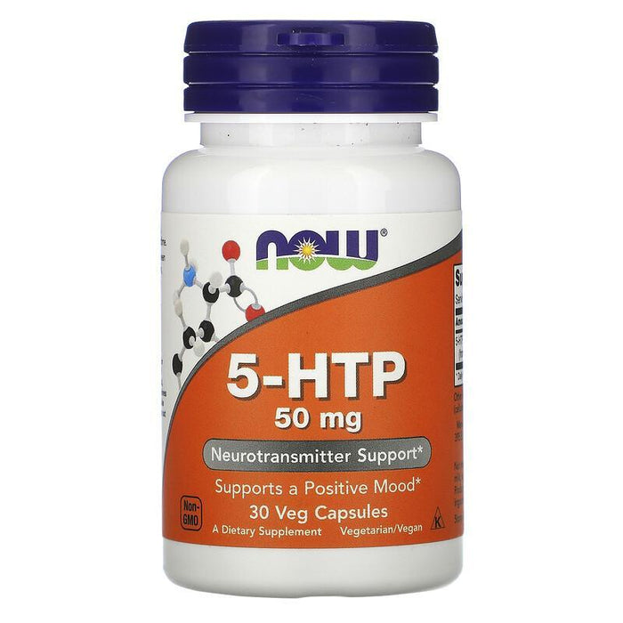 Now Foods, 5-HTP, 50 mg, 30 Veg Capsules - HealthCentralUSA