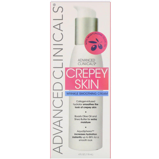 Advanced Clinicals, Crepey Skin, Wrinkle Smoothing Cream, 4 fl oz (118 ml) - HealthCentralUSA