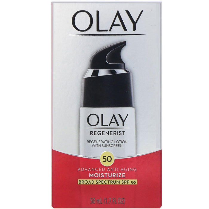 Olay, Regenerist, Regenerating Lotion with Sunscreen, SPF 50, 1.7 fl oz (50 ml) - HealthCentralUSA