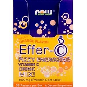 Now Foods, Effer-C, Fizzy Energizing Vitamin C Drink Mix, Natural Orange Flavor, 36 Packets (Discontinued Item) - HealthCentralUSA