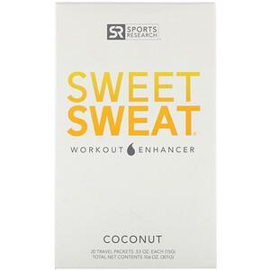 Sports Research, Sweet Sweat Workout Enhancer, Coconut, 20 Travel Packets, 0.53 oz (15 g) Each - HealthCentralUSA