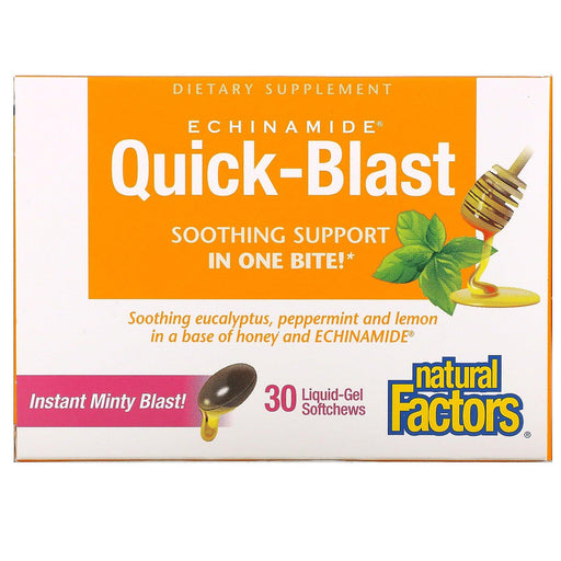 Natural Factors, ECHINAMIDE Quick-Blast, 30 Liquid-Gel Softchews - HealthCentralUSA