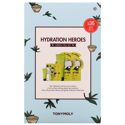 Tony Moly, Hydration Heroes, Green Tea Set, 8 Piece Set - HealthCentralUSA