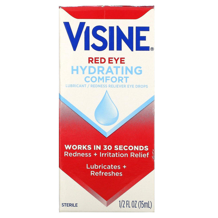 Visine, Red Eye Hydrating Comfort, Lubricant/Redness Reliever Eye Drops, 1/2 fl oz (15 ml) - HealthCentralUSA