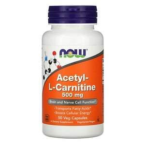 Now Foods, Acetyl-L- Carnitine, 500 mg, 50 Veg Capsules - HealthCentralUSA