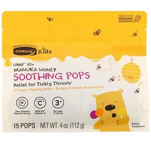 Comvita, Kids, Soothing Pops, UMF 10+ Manuka Honey, 3 Flavor Variety Pack, 15 Pops, 4 oz (112 g) - HealthCentralUSA