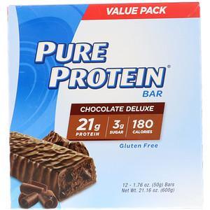 Pure Protein, Chocolate Deluxe Bar, 12 Bars, 1.76 oz (50 g) Each - HealthCentralUSA