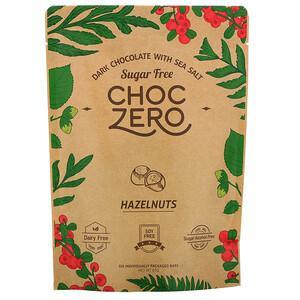 ChocZero, Dark Chocolate With Sea Salt, Hazelnuts, Sugar Free, 6 Bars, 1 oz Each - HealthCentralUSA