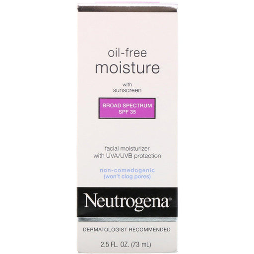 Neutrogena, Oil Free Moisture, Facial Moisturizer with UVA/UVB Protection, Broad Spectrum SPF 35, 2.5 fl oz (73 ml) - HealthCentralUSA