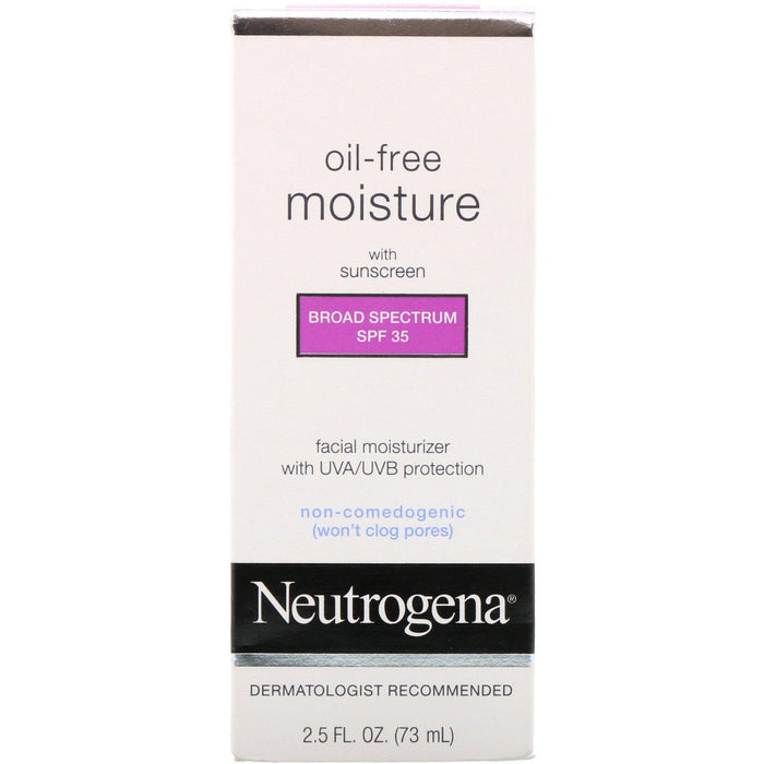 Neutrogena, Oil Free Moisture, Facial Moisturizer with UVA/UVB Protection, Broad Spectrum SPF 35, 2.5 fl oz (73 ml) - HealthCentralUSA