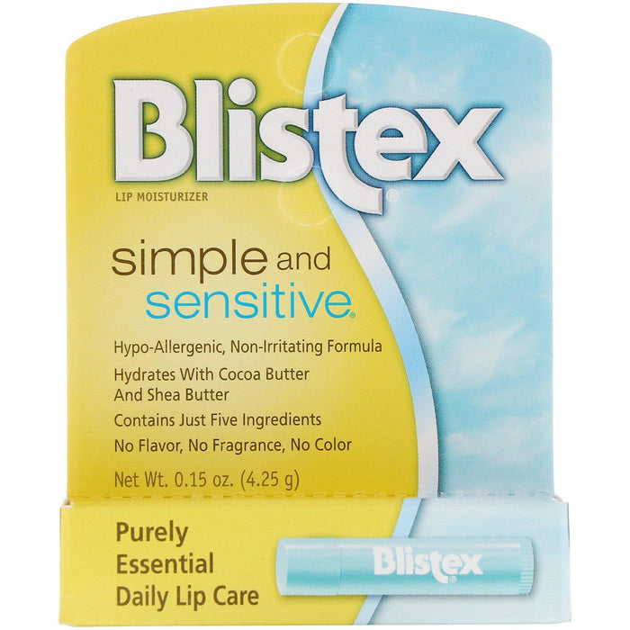 Blistex, Simple and Sensitive, Lip Moisturizer, 0.15 oz (4.25 g) - HealthCentralUSA