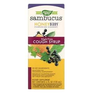 Nature's Way, Sambucus, HoneyBerry NightTime Cough Syrup, 4 fl oz (120 ml) - HealthCentralUSA