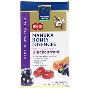 Manuka Health, Manuka Honey Lozenges, Blackcurrant, MGO 400+, 15 Lozenges - HealthCentralUSA