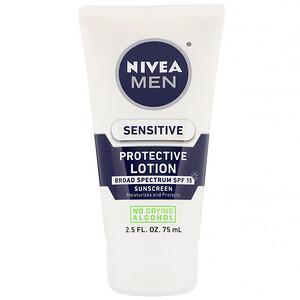 Nivea, Men, Sensitive Protective Lotion, SPF 15, 2.5 fl oz (75 ml) - HealthCentralUSA