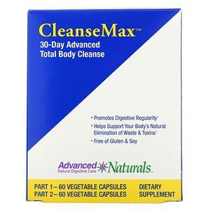 Advanced Naturals, CleanseMax, 30-Day Advanced Total Body Cleanse, 2 Bottles, 60 Vegetable Capsules Each - HealthCentralUSA
