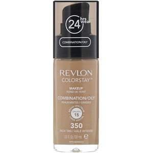 Revlon, Colorstay, Makeup, Combination/Oily, 350 Rich Tan, 1 fl oz (30 ml) - HealthCentralUSA
