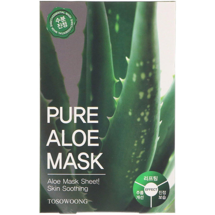 Tosowoong, Pure Aloe Beauty Mask, 10 Sheets, 23 g Each - HealthCentralUSA