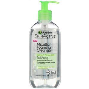 Garnier, SkinActive, Micellar Foaming Cleanser, All-in-1 Rinse Off, Combo/Oily Skin, 6.7 fl oz (200 ml) - HealthCentralUSA