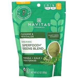 Navitas Organics, Organic Superfood+ Greens Blend, Moringa + Kale + Wheatgrass, 6.3 oz (180 g) - HealthCentralUSA