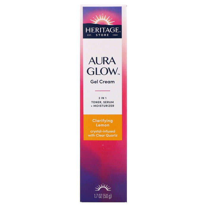 Heritage Store, Aura Glow Gel Cream, Clarifying Lemon, 1.7 oz (50 g) - HealthCentralUSA