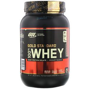 Optimum Nutrition, Gold Standard 100% Whey, Strawberries & Cream, 1.98 lb (899 g) - HealthCentralUSA