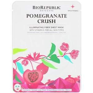 BioRepublic Skincare, Pomegranate Crush, Illuminating Fiber Beauty Sheet Mask, 1 Sheet, 0.63 oz (18 ml) - HealthCentralUSA