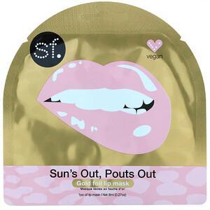SFGlow, Sun's Out, Pouts Out, Gold Foil Lip Mask, 1 Sheet, 0.27 oz (8 ml) - HealthCentralUSA