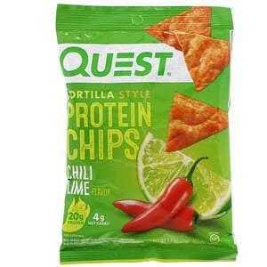 Quest Nutrition, Tortilla Style Protein Chips, Chili Lime, 12 Bags, 1.1 oz (32 g) Each - HealthCentralUSA