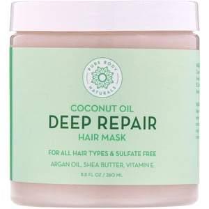 Pure Body Naturals, Coconut Oil, Deep Repair Hair Mask, 8.8 fl oz (260 ml) - HealthCentralUSA