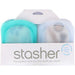 Stasher, Reusable Silicone Pocket, Clear & Aqua, 2 Pack, 4 oz (42 g) Each - HealthCentralUSA