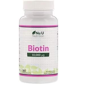 Nu U Nutrition, Biotin, 10,000 µp, 365 Vegan Tablets - HealthCentralUSA