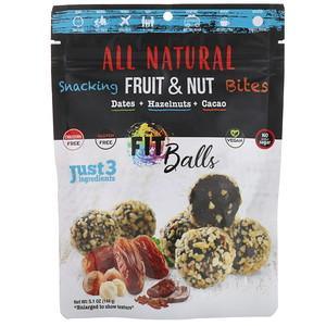 Nature's Wild Organic, All Natural, Snacking Fruit & Nut Bites, Fit Balls, Dates + Hazelnuts + Cacao, 5.1 oz (144 g) - HealthCentralUSA
