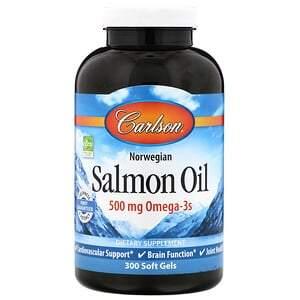 Carlson Labs, Norwegian, Salmon Oil, 500 mg, 300 Soft Gels - HealthCentralUSA