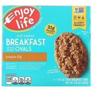 Enjoy Life Foods, Soft-Baked Breakfast Fruit & Oat Ovals, Maple Fig, 5 Bars, 1.76 oz (50 g) Each - HealthCentralUSA