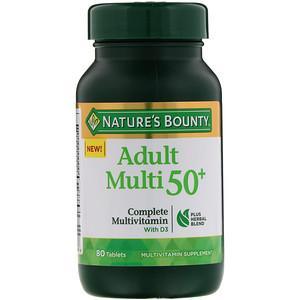 Nature's Bounty, Adult Multi 50+, Complete Multivitamin with D3, 80 Tablets - HealthCentralUSA