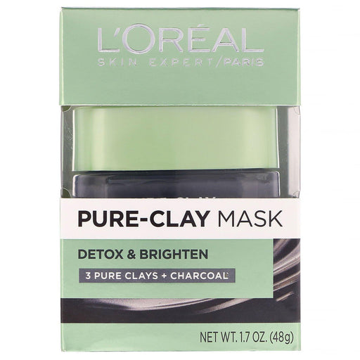 L'Oreal, Pure-Clay Beauty Mask, Detox & Brighten, 3 Pure Clays + Charcoal, 1.7 oz (48 g) - HealthCentralUSA