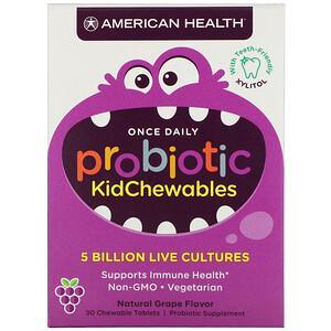 American Health, Probiotic KidChewables, Natural Grape Flavor, 5 Billion Live Culture, 30 Chewable Tablets - HealthCentralUSA